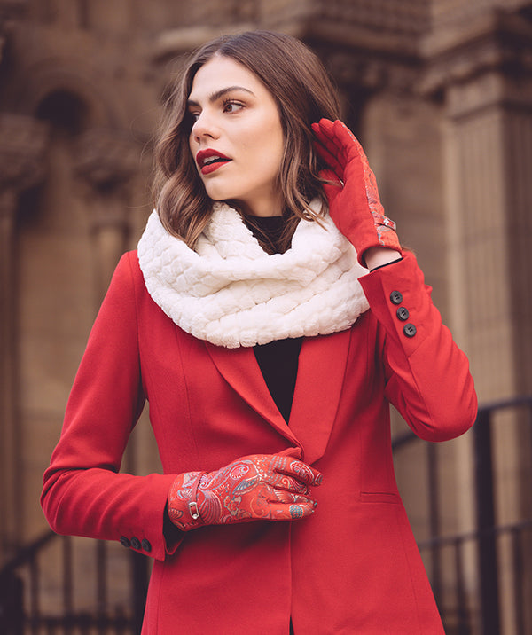 Ayla - Printed Faux Suede Gloves