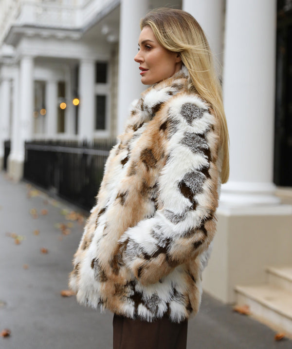 Malika - Shortline Marled Faux Fur Coat