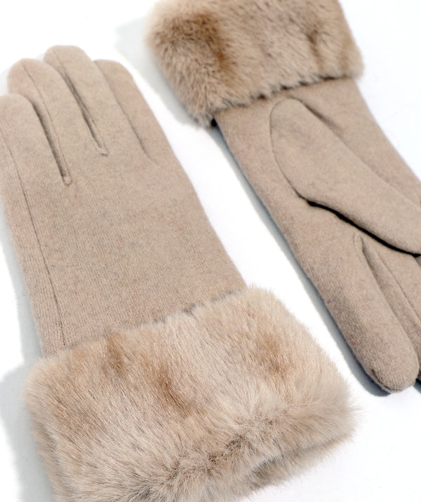 Marilyn - Faux Fur Cuff Wool Gloves