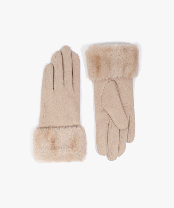 Marilyn - Faux Fur Cuff Wool Gloves