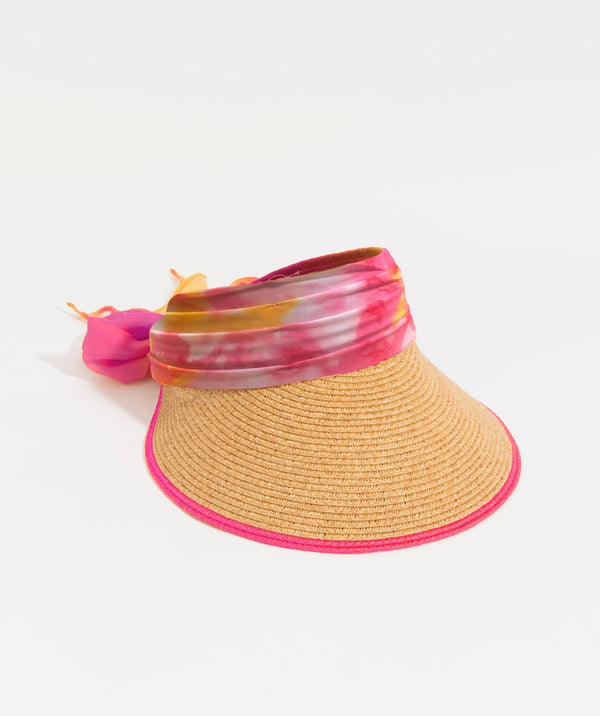 Misha - Chiffon Tie Straw Visor