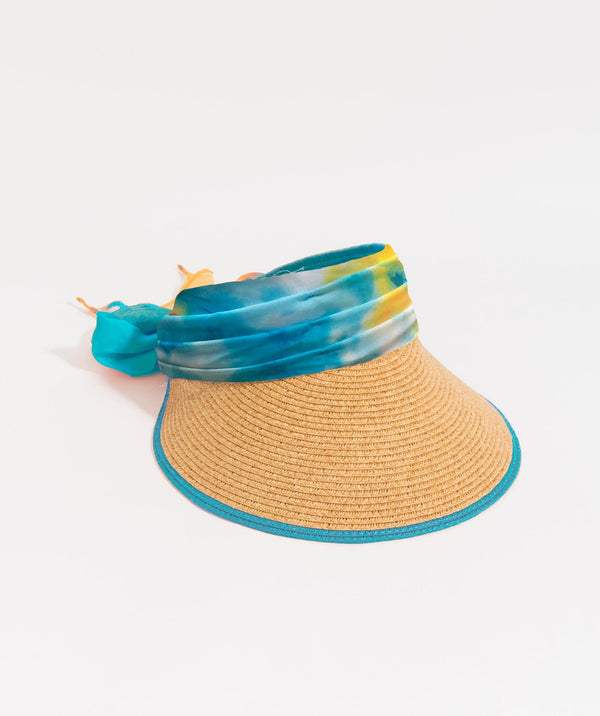 Misha - Chiffon Tie Straw Visor
