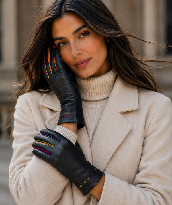 Montreal - Womens Leather Gloves with Coloured Fingers