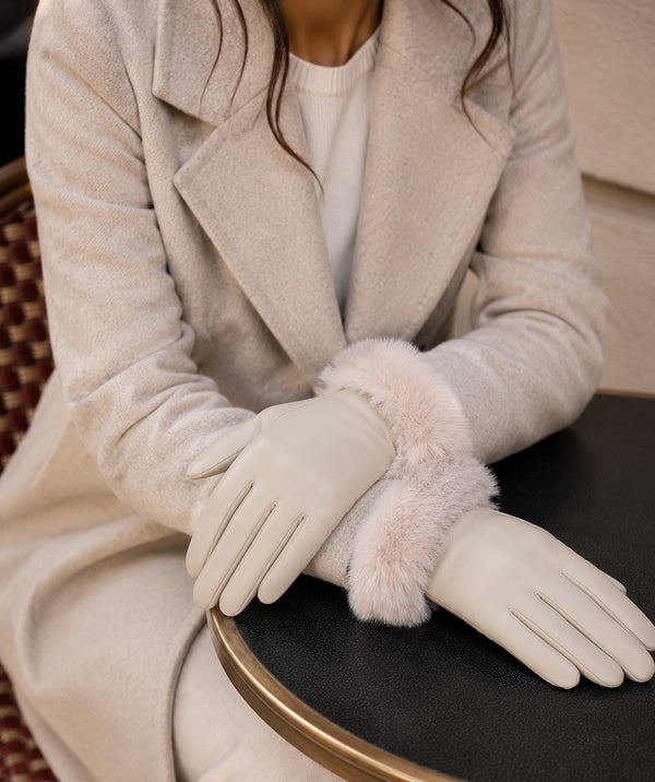 Roma - Faux Fur Cuff Kid Leather Gloves