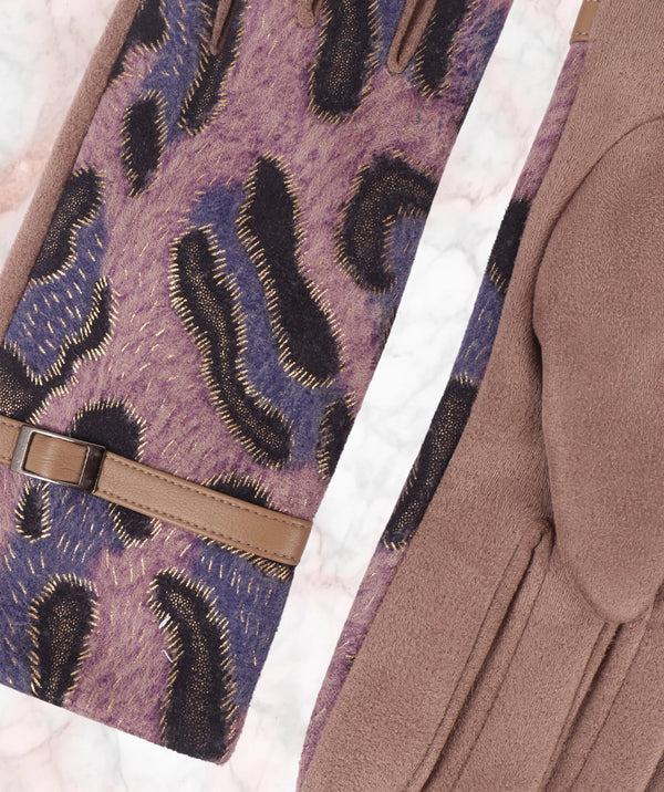 Tamson - Animal Print Faux Suede Gloves