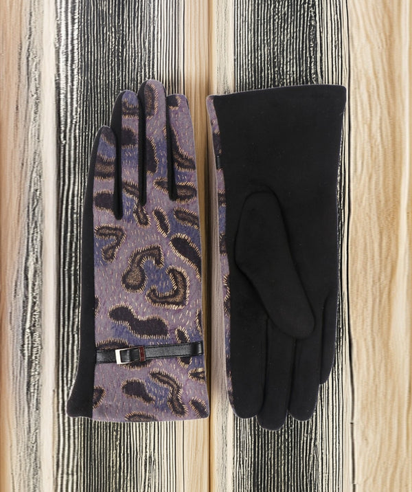 Tamson - Animal Print Faux Suede Gloves