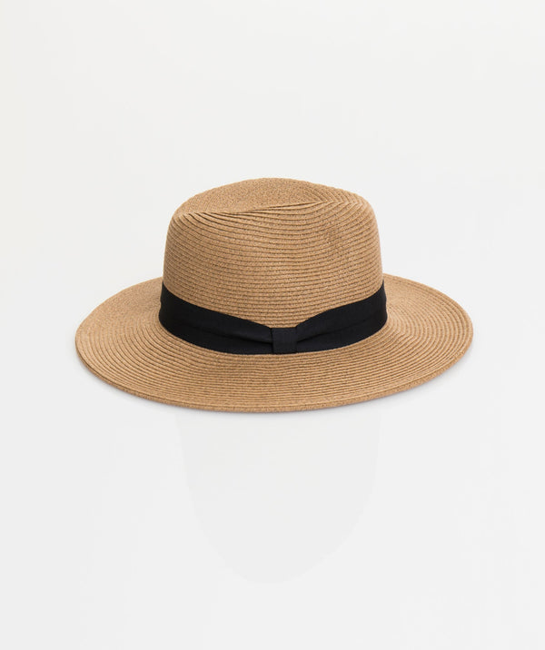 Tobago - Straw Fedora Hat with Ribbon Trim