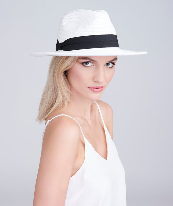 Tobago - Straw Fedora Hat with Ribbon Trim