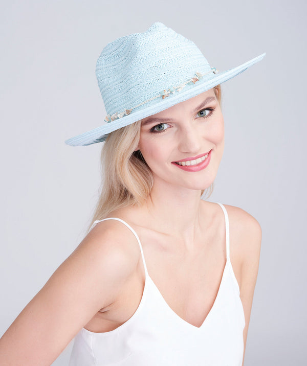 Vera - Shell Beaded Straw Fedora