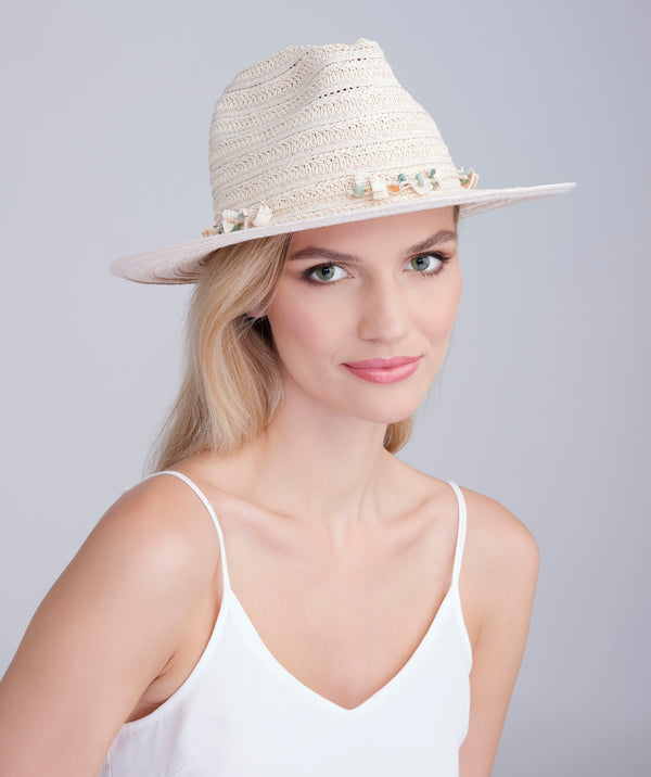 Vera - Shell Beaded Straw Fedora