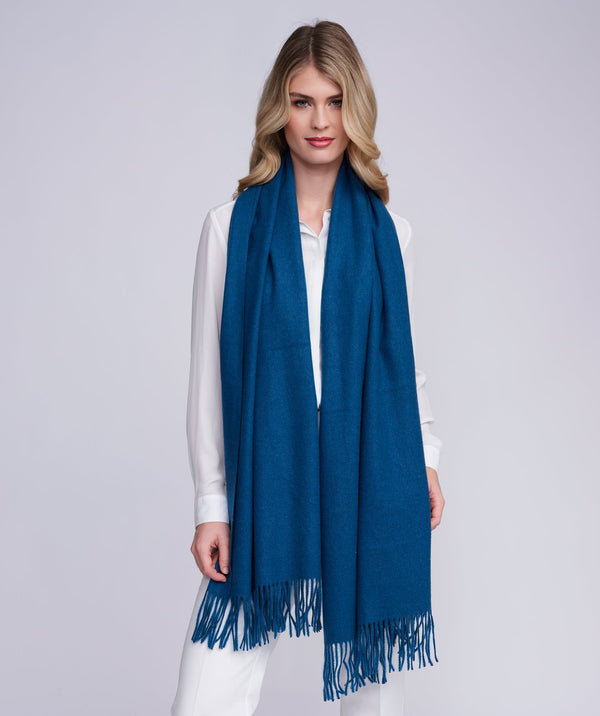 Teal Oversized Scarf with Raw Edges