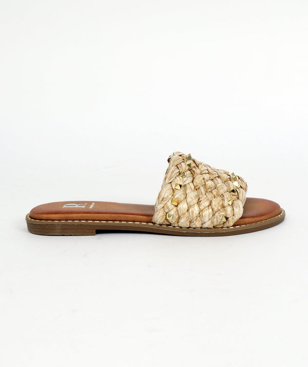 Sol - Embellished Straw Mule Sandals